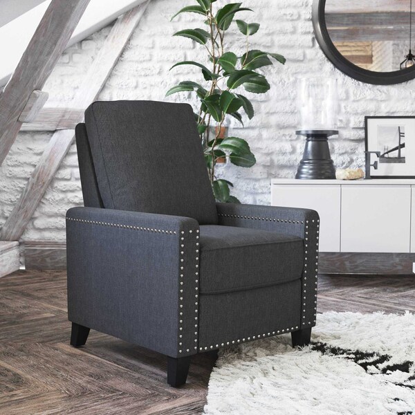 Flash Furniture Gray Push Back Recliner with Accent Nail Trim BO-BS7003-GY-GG